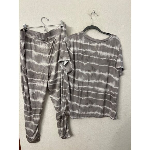 Koolaburra By Ugg Womens Tie-Dye Lounge Set PXL Gray & White Top & Pants Cozy Pa - Picture 2 of 5